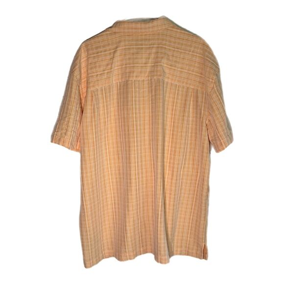 Island Shores Peach Plaid Short-Sleeve Button Down Shirt, XL - Picture 5 of 7